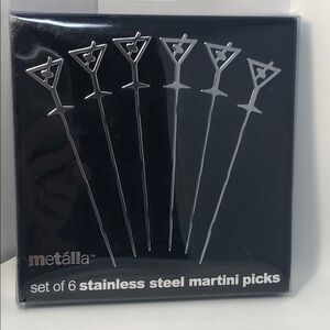 Metalla Stainless Steel Martini Picks Set bar design set of 6
